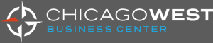 ChicagoWest Business Center logo representing large-scale real estate development in a 1,000-acre master-planned business park in DeKalb, IL.